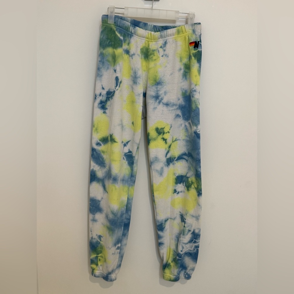 Aviator Nation Blue and Yellow Tie-Dye Women’s Joggers